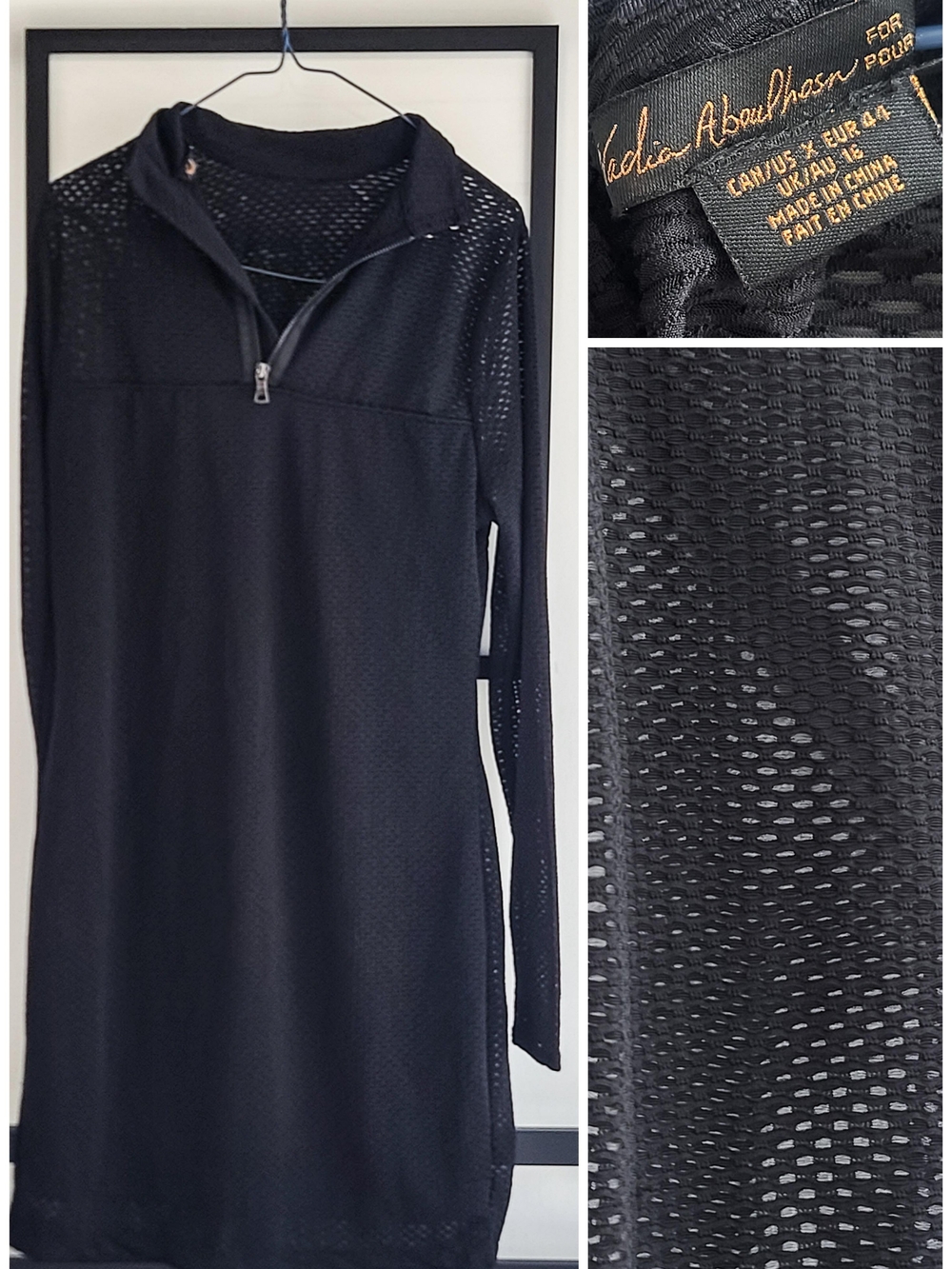 Nadia Aboulhosn Mesh LBD Quarter-Zip Mini Dress